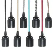 E27 4M Fabric Cable UK Plug In Pendant Lamp Light Set Fitting Vintage Bulb Holder Socket 24 BLACK