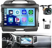 8 Core Android Car Stereo for Kia Sportage 2010-2016, 9 inch HD IPS Touch Screen for Sportage Bluetooth Radio with Wireless CarPlay/Android Auto, 5G WiFi, GPS, Bluetooth 5.0, 4GB+64GB + Backup Camera