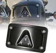 SoCiMa 3148 Curved Laydown License Plate Mount with Frame Compatible with Harley Davidson 3 Hole Mount (Black)