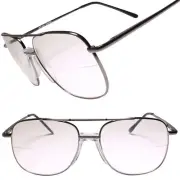 Genuine Vintage Half Lens Bifocal Square Gunmetal Reader 1.00 Reading Glasses
