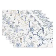 Snycler Table Runner Blue White Bird Flower Chinoiserie Table Runners Modern
