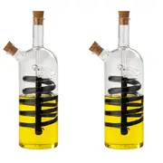 2x Davis & Waddell Spiral Oil/Vinegar Glass Bottle Container 7x23cm CLR/Natural