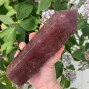 980g Strawberry Quartz Point Tower Quartz Crystal Collection Specimen Polished