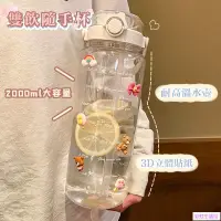 在飛比找樂天市場購物網優惠-2000cc水壺水壺2000ml直飲水壺透明水壺雙飲大容量水