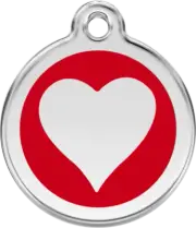 Red Dingo Enamel Red Heart Tag - Lifetime Guarantee - Cat, Dog, Pet ID Tag Engra