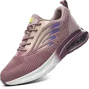 [ZHENSI] Women's Steel Toe Cap Shoes with Air Cushion Safety Trainers Lightweight Construction Industrial Work Shoes