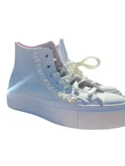 Converse Chuck Taylor All Star Lift High Top Vintage White Ruffle Detail SZ 9.5