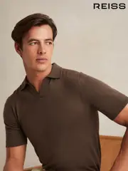 Reiss Chocolate Brown Duchie Merino Wool Open-Collar Polo Shirt (F72420) | $180