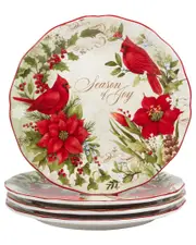 Certified International Winter'S Medley Set Of 4 Dinner Plates
