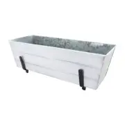 ACHLA Medium Flower Box, Brackets for 2 x 6 Railings, Cape Cod White - C20W-K6