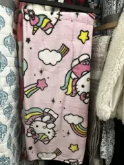 New Hello Kitty Pink Unicorn 50 x 70 Plush Throw Blanket
