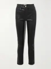 [FRAME] FRAME - Le Sylvie High-rise Slim-leg Leather Pants - Black - 28 28 Black