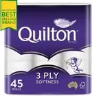 Quilton 3 Ply Toilet Tissue (180 Sheets per Roll, 11x10cm), Pack of 45