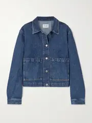 [FRAME] FRAME - The Patch Pocket Cropped Denim Jacket - Mid denim - x small x small Blue