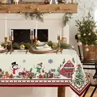 Rectangle Christmas Tablecloth 60 x 120In,Santa Snowman snowflake Christmas T