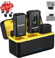 CM28 Wireless Lavalier Microphone System with Charging Case, 2 Mic Clips, 1 Clic