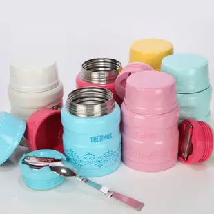 【THERMOS 膳魔師】不鏽鋼真空保溫食物燜燒罐 470ml歐蕾系列 SK3000MR(附304湯匙)