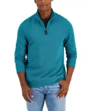 Club Room Men's Birdseye Quarter-Zip Pullover Sweater Tahitian Teal XXL