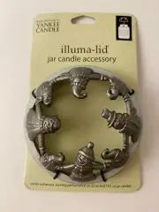 New In Pkg Yankee Candle Christmas Illuma-Lid Jar Candle Accessory Snowmen 2007