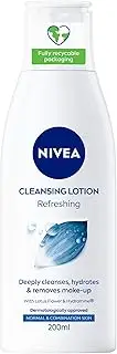 NIVEA Refreshing Cleansing Lotion 200ml | With Vitamin E and Lotus Flower | Gentle Face Cleanser for Sensitive Skin | Makeup Remover Lotion | Cleanses & Hydrates | Moisturising Face Wash