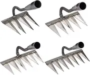 1/4Pcs Dethatcher Rake, 4/5/6/7 Tines Dethatcher Carbon Garden Hand Rake, Heavy Duty Rake, -P Garden Metal Tine Rake, Durable Weeding Rake, Gardening Hand Tools for Yard Weeding Seed Sowing Soil