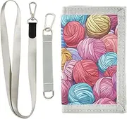 [Yoogain] Cartoon Yarn Balls Colorful card wallets for men for women minimalistic thin wallets for men with lanyard, cartoon yarn balls colorful, 1 size, Fashion