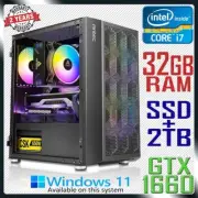 Intel Core i7 Gaming PC GTX 1660 Computer 32GB RAM SSD + 2TB HDD Desktop System