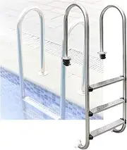 Swimming Pool Ladder,3 Steps in Ground Pool Pedal Step, Swimming Pool Step, Stainless Steel Step for Water Park Indoor Pool Outdoor Pool(Pre-Buried,3-Steps1.0mm)