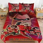 v3027 Bed Sheets Bedding The Incredibles Cartoon Bedding Sets Ultra Soft Skin-Friendly Duvet Cover 3 Piece, Cute Comforter Cover Bed Set for Boys Gir