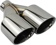Exhaust tip Accessories Stainless Steel Face Without Marked Y-Type Double Outlet Straight Edge Exhaust Pipe Muffler Tail Throat(63MM - 101MM)