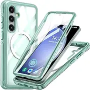 [LBYZCASE] for Samsung Galaxy S24 Case Compatible with Magsafe,Full Body Shockproof Protective Phone Case Cover Built-in Screen Protector for S24 5G 6.2 inch (Green)