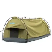 Adventure Kings Deluxe Single Swag Tent 4WD 400GSM Ripstop Canvas PVC Mattress