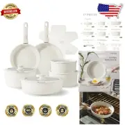 17-Piece Nonstick Granite Cookware Set with Detachable Handles – Induction Ready