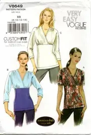 Vogue Sewing Pattern V8649 Misses Pullover Top Size 8-14