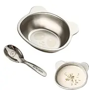 Setauoo Stainless Steel Kids Plates - 450ml Dinner Dishes for Kids - Metal Plates for Kids, Feeding Serving Camping Plates with Cartoon Animal