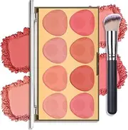 YBUETE 8 Colors Blush Palette for Women Girls, Long-Lasting Blush Nude Makeup Contour with Brush, Matte Blush Contouring Palette, Face Beauty Cheek Powder Blush, Portable Beauty Blush Palette