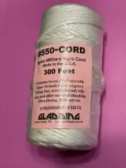 Gladding #550-CORD White Paracord, 300ft Spool Nylon Military Style Cord