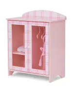 Sophia's by Teamson Kids Aurora Princess 18 Doll Pink Plaid Closet with Bathrobe & Slipper Pink - Ages 3-7