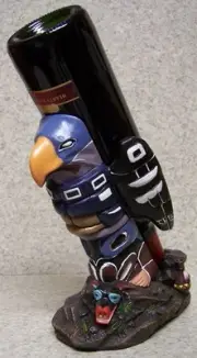 Wine Bottle Holder and/or Decorative Sculpture Native American Totem Pole NEW