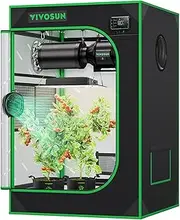 VIVOSUN 24"x24"x36" Mylar Hydroponic Grow Tent with Observation Window and Floor Tray for Indoor Plant Growing 2'x2'