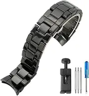 YCBFGAZATK Fit For Armani Black Frosted Ceramic with Tool Watch Strap Ar1451 1452 1400 1410 1421 1440 Stainless Steel Watchbands