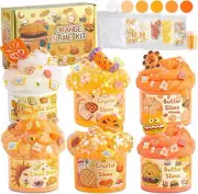 6 Packs Gradient Orange Slime Kit - Cloud Slime, Butter Slime & Clear Slime,