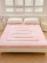 Futon Mattress Padded Warm Plush Japanese Floor Mattress Quilted Bed Mattress Topper Extra Thick Folding Sleeping Pad Floor Lounger Guest Bed for Dormitory Camping Couch(Pink,200x220cm(79x87inch))