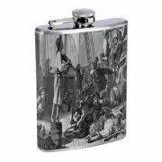 Vintage Pirate Ship D6 Flask 8oz Stainless Steel Hip Drinking Whiskey