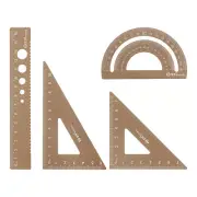 Geometry Set 15cm 8pcs Laser Engraving Metal Ruler Set Golden Brown