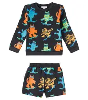 [Stella McCartney Kids] Stella McCartney Kids Cotton-blend fleece sweatshirt and shorts set Y 4 multicoloured