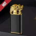 Dragon Double Fire Jet Gas Lighter New Blue Flame Metal Black Open Conversion