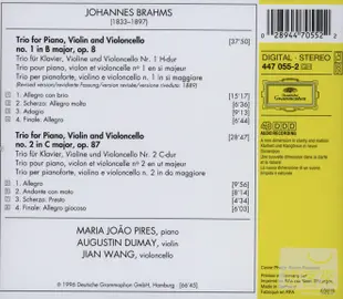 Brahms: Piano Trios Nos.1 & 2 / Maria Joao Pires, Augustin Dumay, Jian Wang