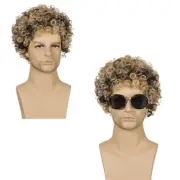 Disco Mullet Wig Men' 70' Disco Dude Wig Men' Rocker Wig Man Short Curly Wig