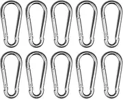 [Cilzephyr] 10Pcs Stainless Steel Carabiner Clip Spring-Snap Hook, Heavy Duty Carabiner Clips for Camping, Fishing, Hiking, Traveling, Backpack